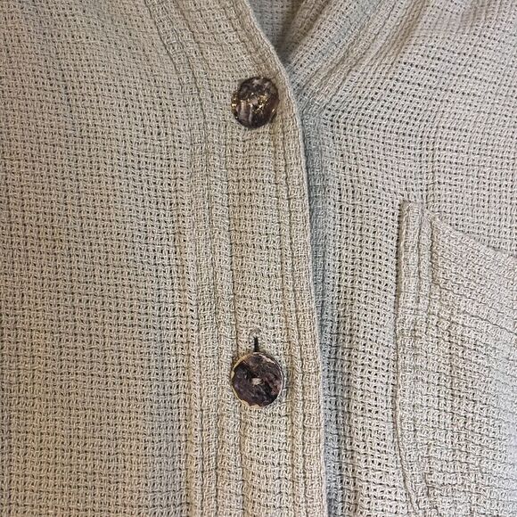 Style New York Green Button Down Linen Blend Knit Chore Coat Jacket size large - Picture 2 of 5